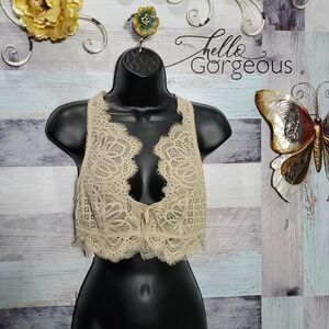 Victoria's Secret Sz M Nude Dream Angels Racerback Lace Unlined Bralette 425